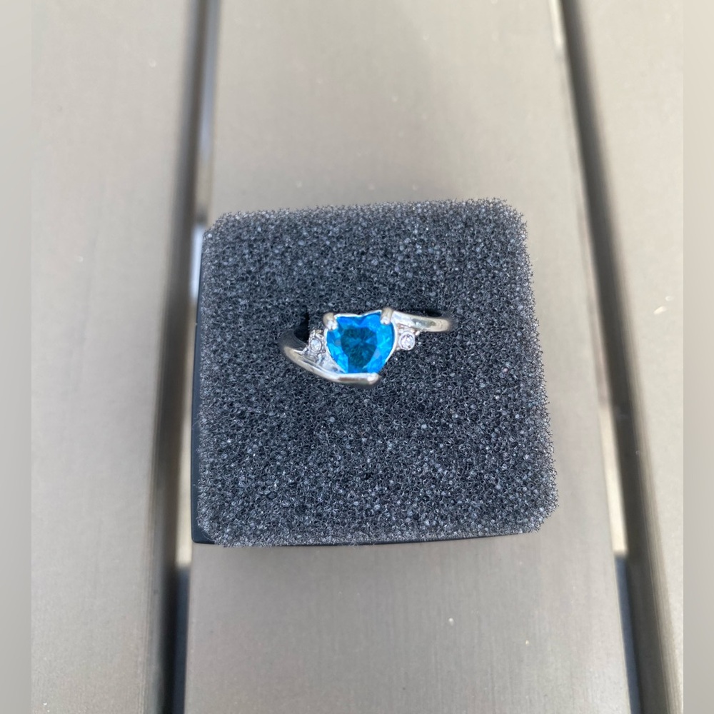 Heart Shaped Blue Topaz Gemstone Ring